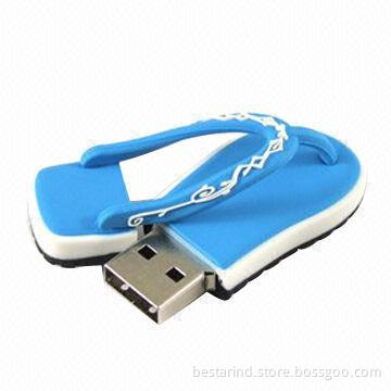 Slipper USB Flash Drive with Customized Shapes/Designs/Logos/Colors/Packaging Ways